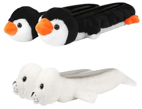 2 Paar Schlittschuhe Soakers, niedliche Pinguine & Seal Schlittschuh-Kufenabdeckungen, weiche Plüsch-Schlittschuh-Kufenabdeckungen, Stretch-Soakers Eislaufen für Hockey Eiskunstlaufschuhe, EU 26-38