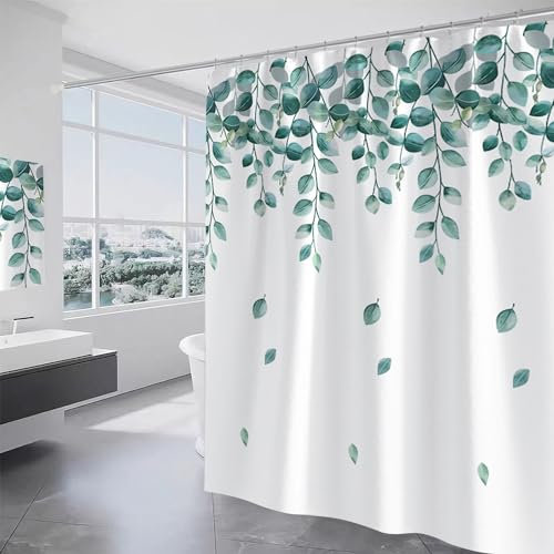 SIAZIH Rideau Douche Leaf 180 x 180cm Tissu de Douche en Polyester, Rideau de Douche Anti Moisissure avec 12 Crochets, imperméable Poids Rideau Douche