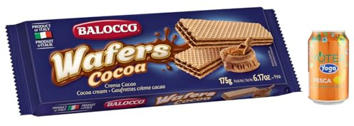 6er-Pack Balocco Wafer al Cacao,Waffel mit zwei Schichten Kakaocreme,175g Snack + 1er-Pack Kostenlos Yoga Eistee Pfirsich 330ml Dose