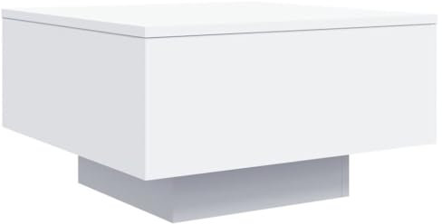 vidaXL Table Basse avec Lumières LED, Table d'Appoint, Bout de Canapé, Meuble de Salon Salle de Séjour, Moderne, Blanc Bois d'Ingénierie