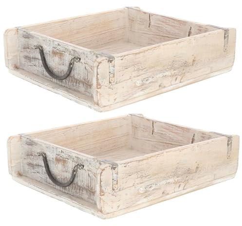 Novaliv 2x Holzkiste Vintage Weiß 30 x 25 x 8 cm Alte Ziegelform Holz Groß Allzweckkiste aus recyceltem Altholz Jede Form EIN Unikat ? Vintage Kiste Deko