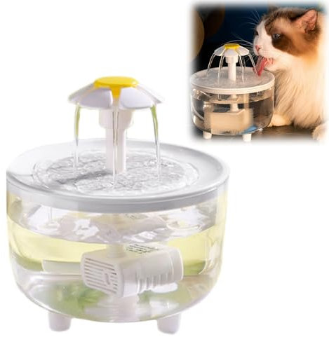 Cat Water Fountain for Drinking, 1L Automatic Electric Flower Style Dispenser, Electronic Pet Drinking Bowl for Kitten Puppy, USB Operated Cat Water Fountain (1PC)