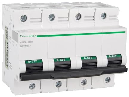 RWRAPS Magnetotermico Interruttore Automatico Piccolo AC 4P C Curva 63A 400V C120L Interruttore Pneumatico 50/60Hz A9N19835
