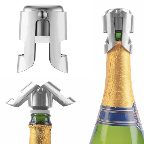 3 Stück Sektverschluss,Edelstahl Sektflaschenverschluss,Sektverschluss Flaschenverschluss,Sektflaschenverschluss Dicht,Passend Für Die Meisten Champagner- Und Sektflaschen(Silber)