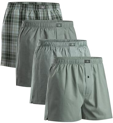 DANISH ENDURANCE American Boxershorts (4er|6er Pack), 100% Bio-Baumwolle, für Herren & Jungen, Grün/Streifen Mix 4er Pack, 4XL