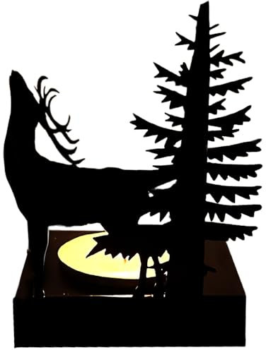 Porta della candela di Natale, portacandele per le porte della foresta di renne, portacandele in metallo in ferro resistente al calore, decorazione natalizia per renne per centrotavola da tavolo