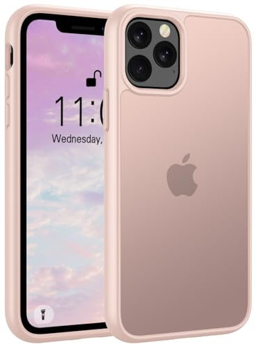 Andwing Matt Hülle für iPhone 11 Pro Max 6,5 Zoll, Militärstandard FallSchutz Handyhülle für iPhone 11 Pro Max, Mattierte Durchscheinende Rückseite Schutzhülle, Anti-Fingerabdruck (Rosa)
