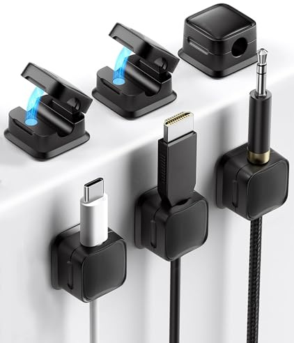 Lot de 6 supports de rangement magnétiques pour câbles de bureau, cachez le câble de charge du téléphone, support de chargeur de fil adhésif puissant pour table de chevet, appareils de cuisine,