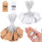 Caianwin 200 Stück Mini Preisschilder Anhänger mit Elastische Kordel, 26 x 13mm Etiketten Anhänger, Weiß und Braun Kleinen Hängeetiketten für Schmuck Display