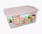 OMS Home Store Plastic Toy Storage Box on Wheels Lid 40L 60L Container Large Kids Children Play Box (Pink, 40L)
