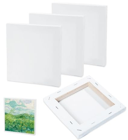 GIDWRIY Lot de 4 Toiles à Peindre 15 X 15 cm,Canvas Toile Peinture Acrylique,Tableau Peinture Blanc,Canvas Board Painting,Panneaux de Toile Vierge,Chassis Entoilé,Toile Coton Blanche Sans Acide