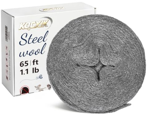 Laine d'acier anti-souris, 20,5 m (0,5 kg) #0000, Très Fine | Éloignez les souris des trous et fissures - Barrière et remplisseur pour maison, murs, jardin, cuisine et tuyaux de garage
