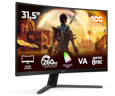 AOC Gaming Monitor C32G42ZE 32 pollici Curvo 1920x1080, FHD, 260Hz, VA Panel, 4ms GtG, (HDMI1x 2.0 DP 1x 1.4) HDR10, FreeSync Premium, Nero