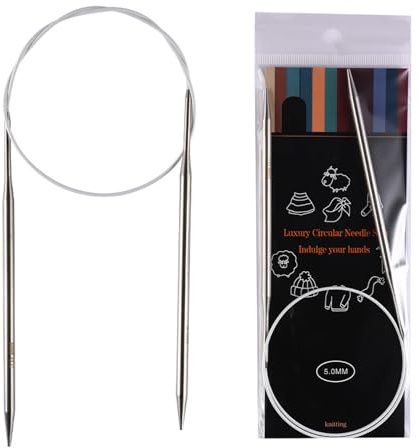 5mm Circular Knitting Needles, Metal Circular Needles with Flexible Cable, Circular Knitting Needles for Knitting Sweaters, Socks, Hats, Blankets, Gloves, Scarves, and Large Projects (80cm-5mm)