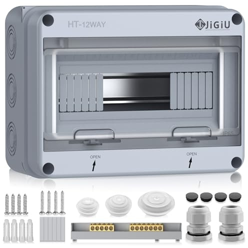 JiGiU Boîte de Distribution 12 Modules Extérieur IP65 ABS Résistant | Coffret Electrique Couvercle PC Transparent, Accessoires Complets, Installation Simple, Adapté à l’Intérieur et à l’Extérieur