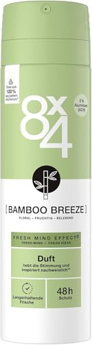 8X4 Bamboo Breeze Deospray, Deodorant mit fruchtig-floralem Duft, erfrischendes Deo ohne Aluminium (ACH) mit 48h Schutz für jeden Hauttyp (150 ml) (Packung mit 5)