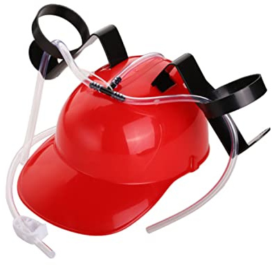SMELEYOU Guzzler Casco per Bere Porta lattina Cappello da Bevitore con Cannuccia per Feste di Calcio Partita di Halloween Natale Divertimento (Rosso)