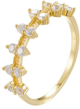 Skcess 14K Gelbgold Verlobungsring Damen, Partner Ringe Moissanit Weiß Größe 45 (14.3)