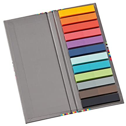 Semikolon 353102 600 Sticky Page Markers transparent im Booklet - Selbstklebende Haftnotizen 5x1cm - 12x 50 Stück, bunt