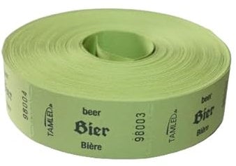 TAMLED Bonrolle BIER grün dreisprachig 1 Rolle mit 1000 perforierten Abrissen fortlaufend nummeriert Gastro Festival Getränke Verpflegung Events Firmenveranstaltung Volksfest Verein Wertmarke
