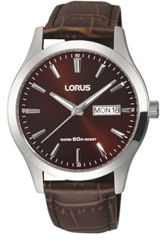 Lorus - Armbanduhr RXN31DX9 - Herren Uhr - Regen und Spritzfest - Analog - Mit Lederband - Braun