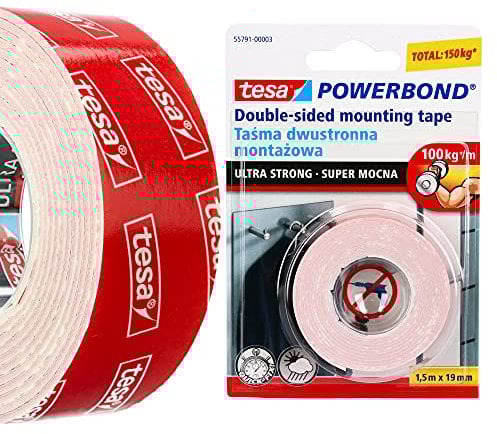 Tesa® Powerbond 55791-00003-01 - Nastro biadesivo per il montaggio di interni ed esterni, 1,5 m x 19 mm