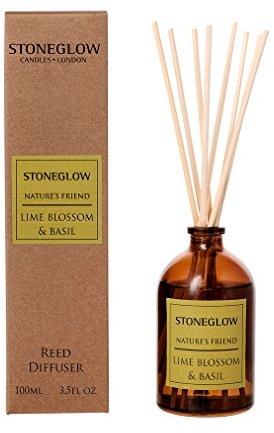 StoneGlow Nature's Friend - Diffusore o ricarica per diffusore di fiori di tiglio e basilico, 100 ml