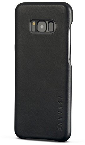 KANVASA Galaxy S8 Plus Lederhülle Schwarz Skin Leder Case Ledertasche Luxus Echtleder Cover für das Original Samsung Galaxy S8+ - Schutzhülle Hülle ultra dünn - Optimaler Schutz & edles Design