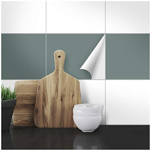Wandkings Fliesenaufkleber - Wähle eine Farbe & Größe - Mausgrau Seidenmatt - 20 x 25 cm - 50 Stück für Fliesen in Küche, Bad & mehr