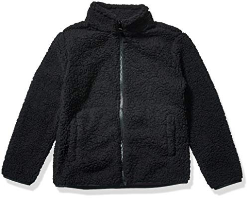 Amazon Essentials Giacca con Cerniera Integrale in Pile Sherpa Bambine e Ragazze, Nero, 3 Anni