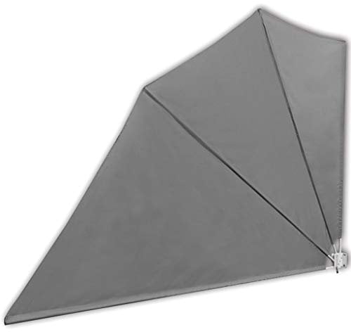 yorten Balkonfächer Sichtschutz Faltbare Seitenmarkise Windschutz Zusammenklappbar 240 x 160 cm (L x B) Grau für Terrassen, Balkons oder Garten