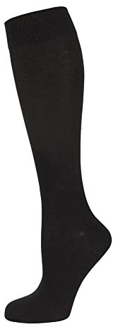 Nur Die Bambus Kniestrümpfe besonders weich & atmungsaktiv mit Komfortbund hohe Socken Damen, schwarz, 39-42