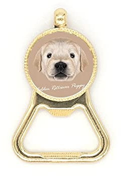 Llavero de acero inoxidable con diseño de perro Golden Retriever, Destapador de Cerveza