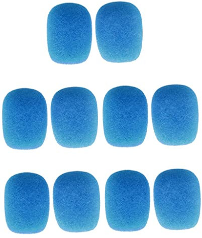 perfk 10 Mini Mikrofon Schaumstoff Windschutz Windscreen Headset, Blau
