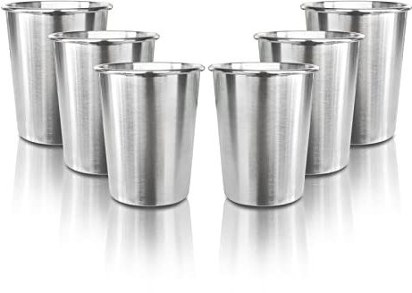 YOLCAR 6 Pack 8 oz Stainless Steel Kids Cups, Children's Pint Cups, Stackable Metal Cups, Shatterproof Drinking Glasses