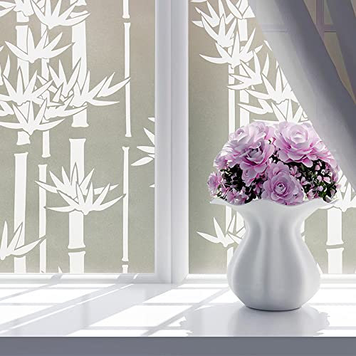 Fensterfolie Selbsthaftend Blickdicht Kunst Bambus Milchglasfolie Sichtschutzfolie Sichtschutz Fenster Fensterfolien Glasfolie Selbstklebend Fenster Folie 30×200cm