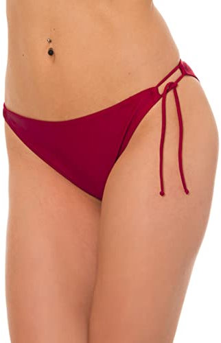 Aquarti Damen Bikinihose Seitlich Gebunden Bikinislip Brazilian Style, Farbe: Dunkelrot, Größe: 36