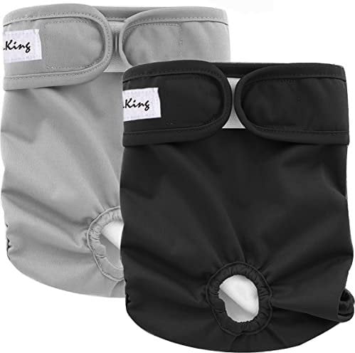 LeerKing Hochsaugfähige Hundewindeln für Hündinnen [2 STK] Waschbar Hundehöschen läufigkeit umweltfreundliche Schutzhose bei Läufigkeit und Inkontinenz Schwarz & Grau XL