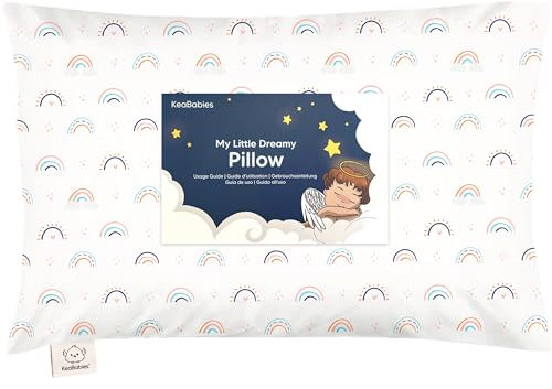 Kopfkissen Kleinkind mit Kissenbezug - Weich Bio Baumwolle Kissen Kinder zum Schlafen - Waschbar Kleinkind Kopfkissen - Kinderkopfkissen für Kleinkinder - Kinderkissen (Jolly Rainbow)