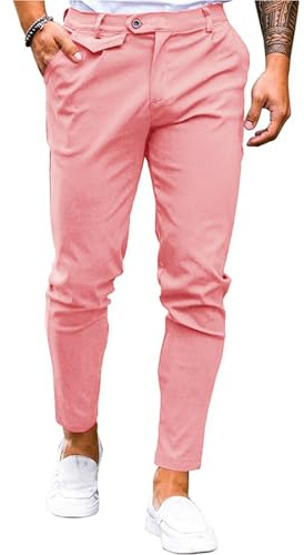 Herren-Chino-Hose, schmale Passform, flache Vorderseite, Stretch, schmal, konisch, bequem, lässig, einfarbige Hose.