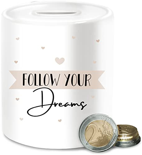Spardose - Boho Spardosen - Follow Your Dreams - Folge deinen Träumen - Wunscherfüller - Unisize - Weiß - wünscheerfüller Auto-spardose chic Stil Dream Keramik