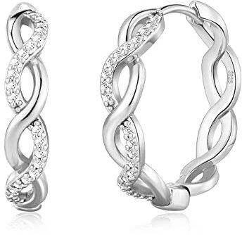Senteria Silver Hoops Earrings for Women Hypoallergenic 925 Sterling Silver Lightweight Small Silver Twisted Hoop Earrings(20mm)