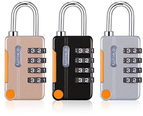 Fuyamp 3 Pcs Combination Padlock, Waterproof Padlocks for School Gym Locker, Gate, Shed, Resettable 4 Digit Code Zinc Alloy Security Locks for Travel Suitcase Luggage (Black Yellow Gray)