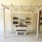 Pergola parasole in legno massello con telo ad onda impermeabile 4x4 col. NATURALE (Telo Bianco)