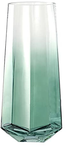Laughhe Florero de Flor Cristal, 25 cm Jarrón Transparente Florero De Vidrio Moderno, Botella de Flor Florero Redondo Jarrón Grande Modernopara Fiestas Patio Oficina Hogar Cocina (Verde)