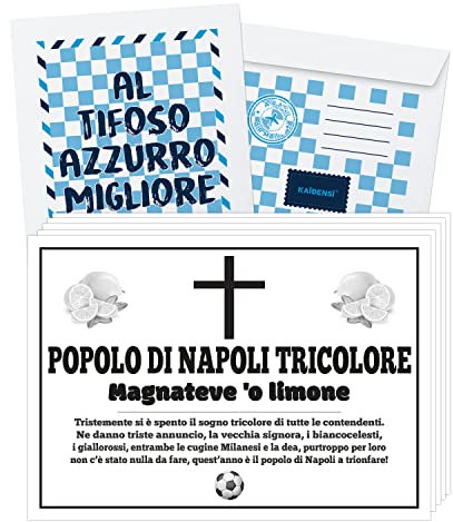 Postkarte Nekrologien Volk von Neapel 2023 Original – Nekrologe Magnet 'oder Zitrone – Gadget Geschenkidee Tifoso Fußball Original – lustige Geschenke für Tifosi