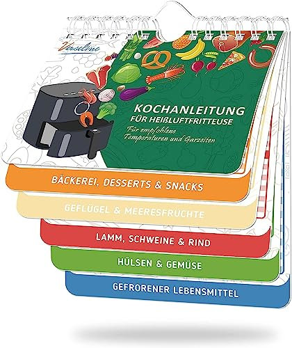 VERSELINE Heißluftfritteuse Zubehör, Air Fryer Spickzettel Magnete Cooking Guide Booklet, Air Fryer Magnetic Kochzeiten Diagramm Temperaturleitfaden