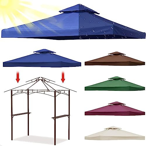 BINDT Ersatzabdeckungen, 3 m x 3 m, wasserdicht, 2-stöckiges Dach, Ersatz-Pavillon-Überdachung mit belüfteter Oberseite, 300D-Oxford-Stoff,Blau
