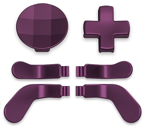 eXtremeRate 6 Pcs Metall D-Pads & Back Paddles Set für Xbox One Elite Controller, Swap Steuerkreuz&Trigger Tasten Knöpfe Ersatzteile für Xbox Elite Series 2/Series 2-Core Controller-Lila