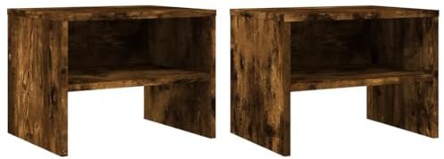 vidaXL Nachttisch 2 STK., Beistelltisch für Schlafzimmer, Nachtschrank mit viel Stauraum, Nachtkommode Nachtkonsole Nachtkästchen, Räuchereiche Holzwerkstoff